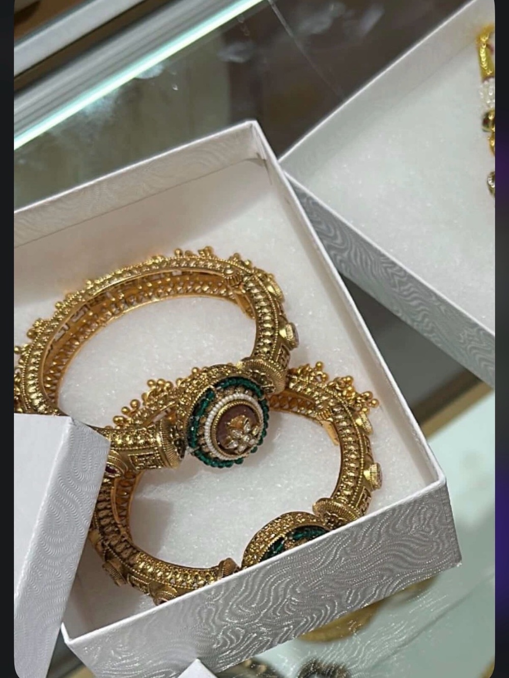 Gold and Green Traditional Women's Bangle Bracelet - Size 2.4 PRE ORDER-2 weeks!